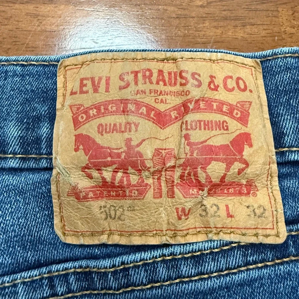 Levis 502 Taper Fit Jeans Mens 32x32 Blue Medium Wash Stretch Denim 29507-0053